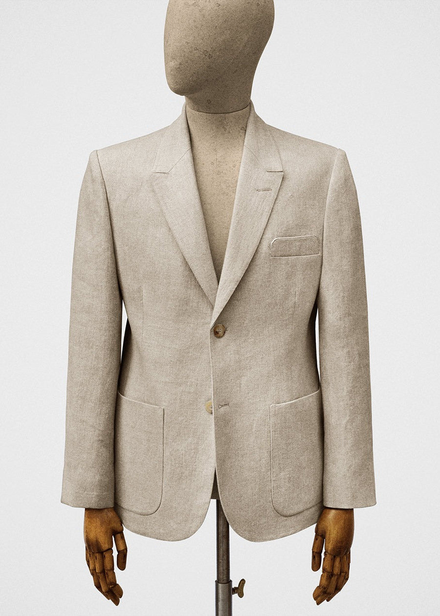 SB jacket in linen hopsack in natural