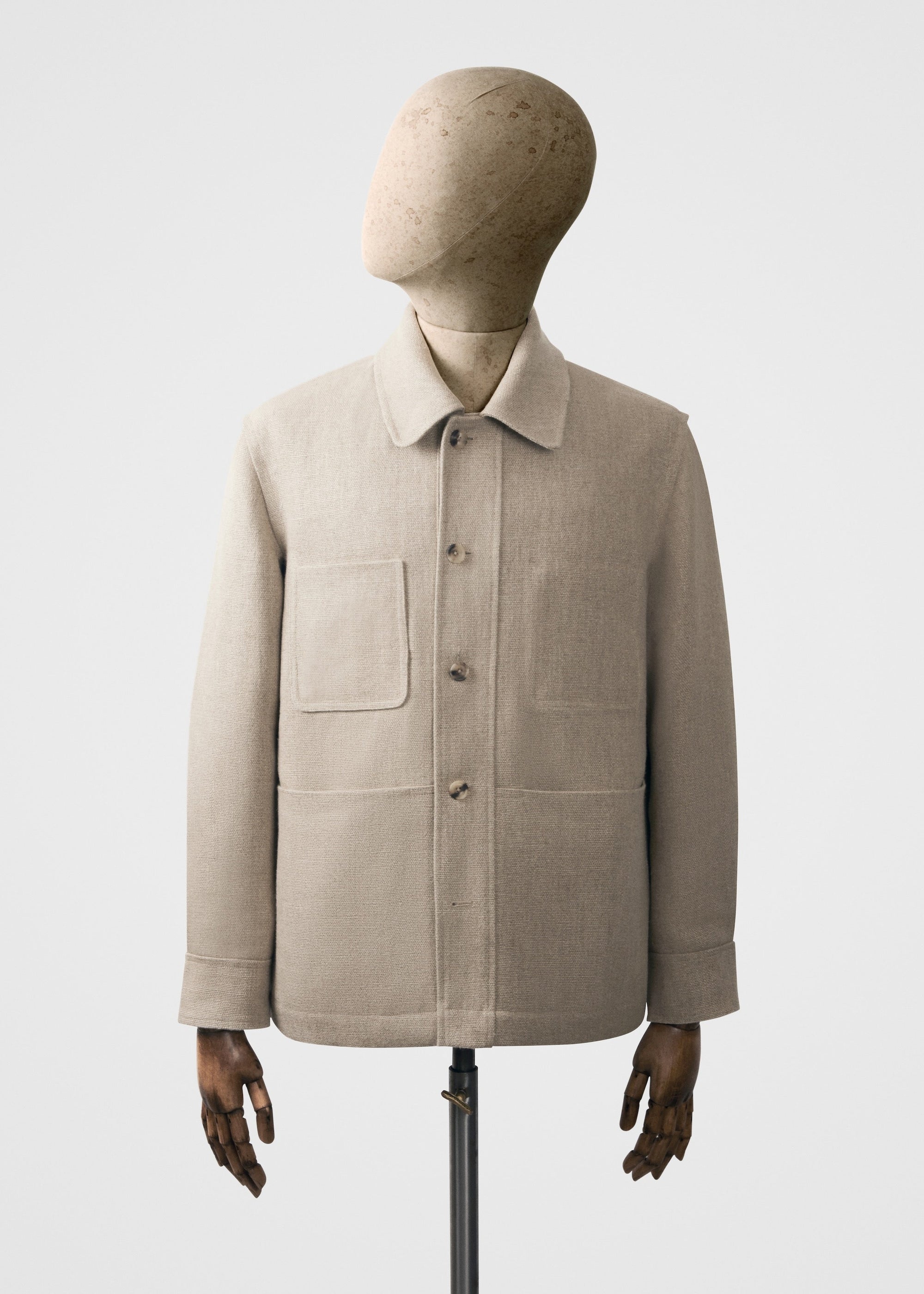 Work jacket in linen burlap in linseed